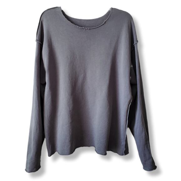YoungLA Men 816 Terry Raw Cut Reversible Top Shirt L Gray Neutral Minimalist - Picture 7 of 11